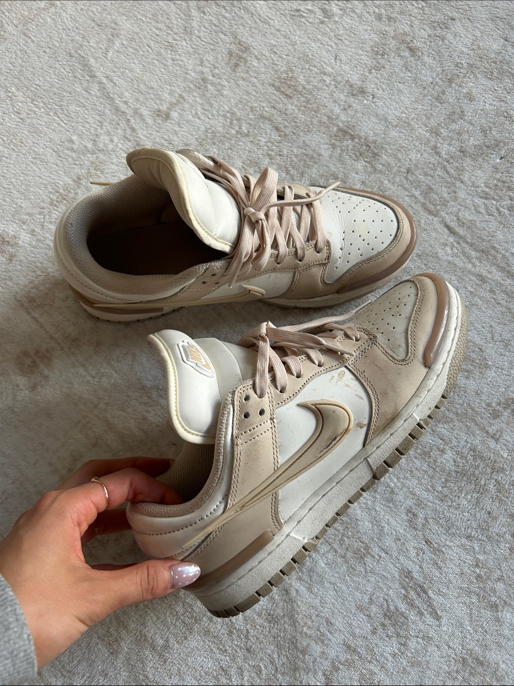 Nike Women's Cream and Tan Low-Top Sneakers